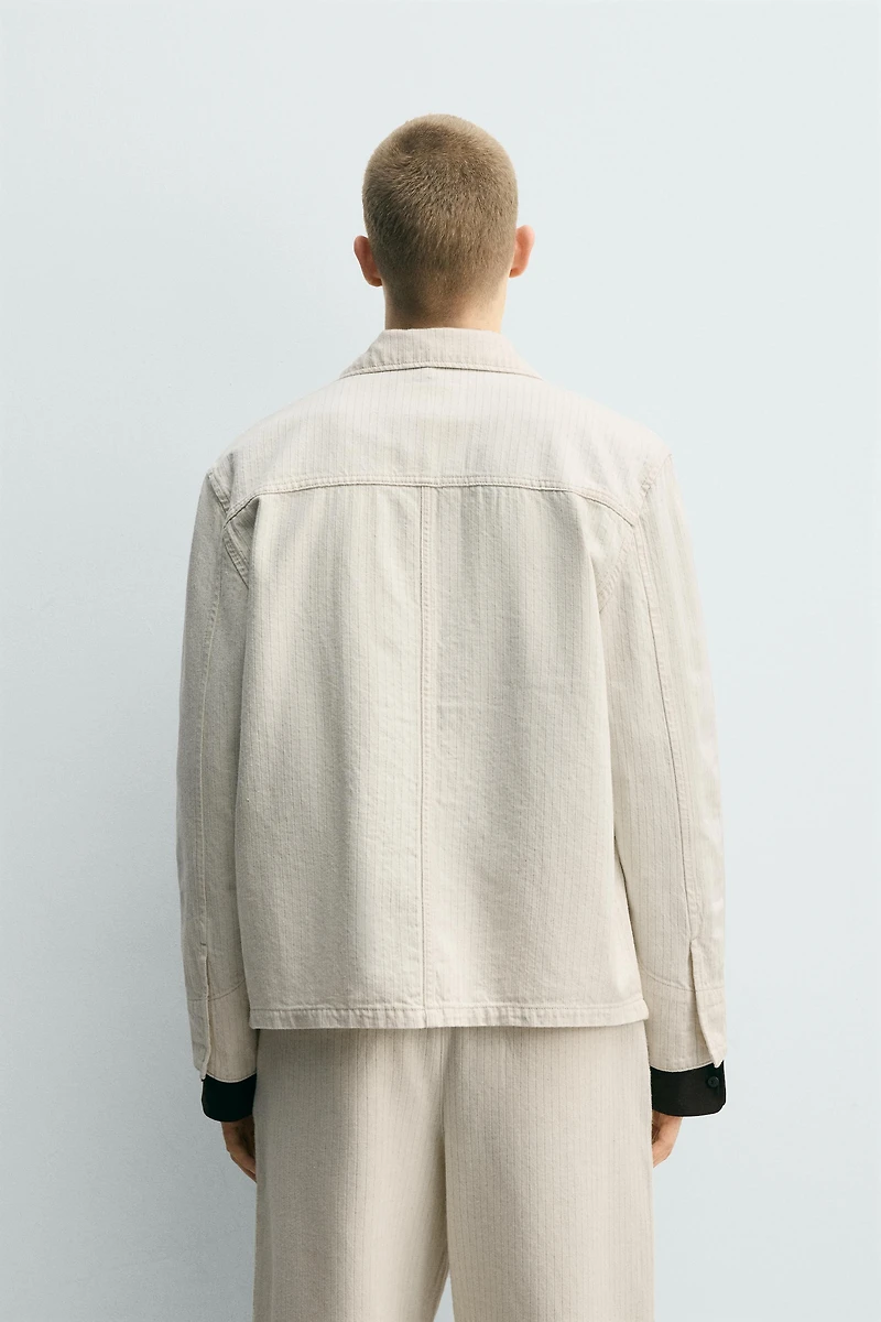 STRIPED TEXTURED OVERSHIRT