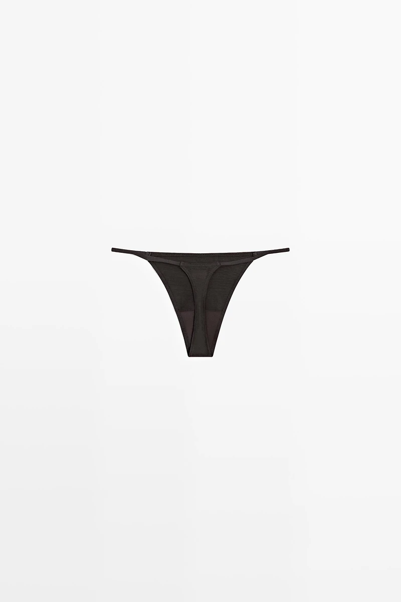 Thong with embroidered detail