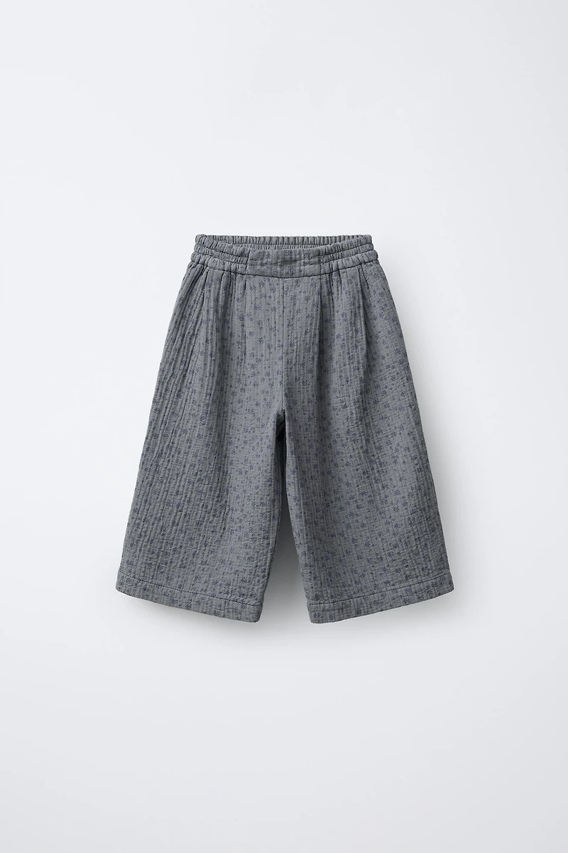 JUPE-CULOTTE TEXTURÉE À FLEURS