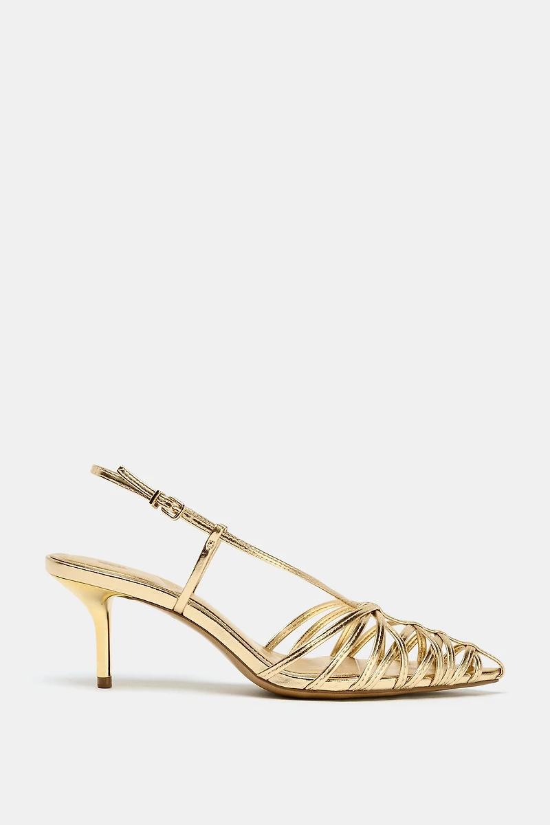 METALLIC EFFECT HEELED SLINGBACKS