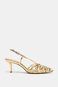 METALLIC EFFECT HEELED SLINGBACKS