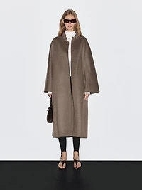 Manteau long ouvert en laine mélangée