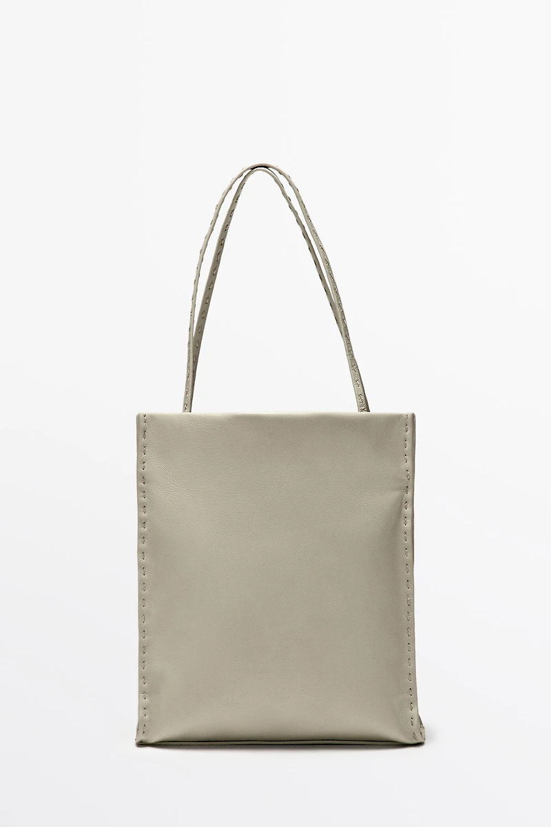 Sac double compartiment en cuir nappa