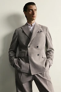 WOOL-BLEND PLAID REGULAR FIT SUIT BLAZER