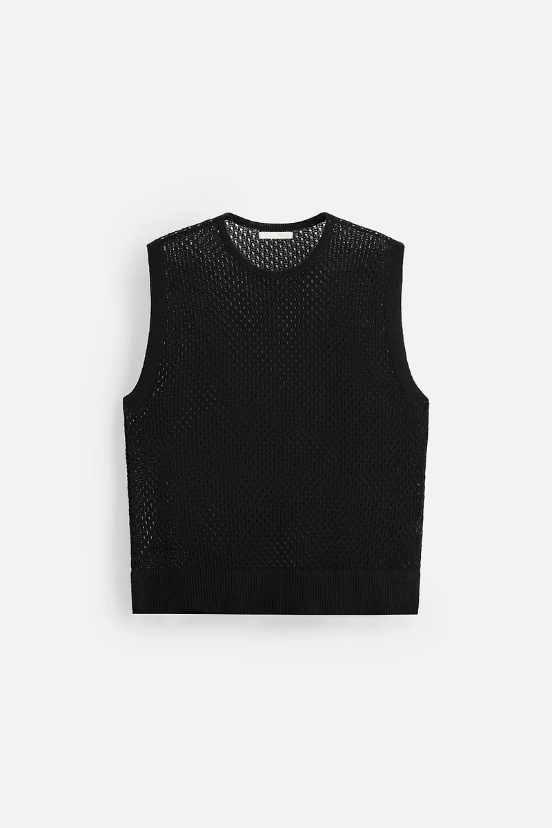 GILET EN MAILLE AJOURÉE