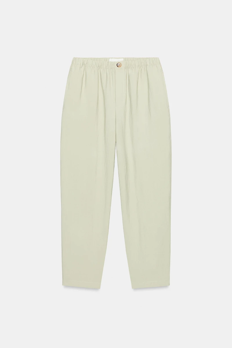 PANTALON CAROTTE À TAILLE ÉLASTIQUE