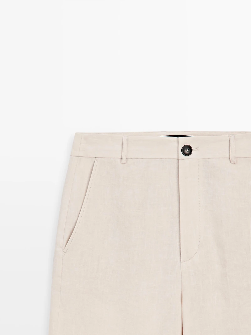 Pantalon relaxed fit 100 % lin