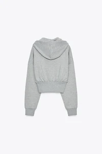 METALLIC THREAD CROP SWEATSHIRT