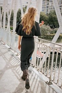 BELTED KNIT MIDI DRESS