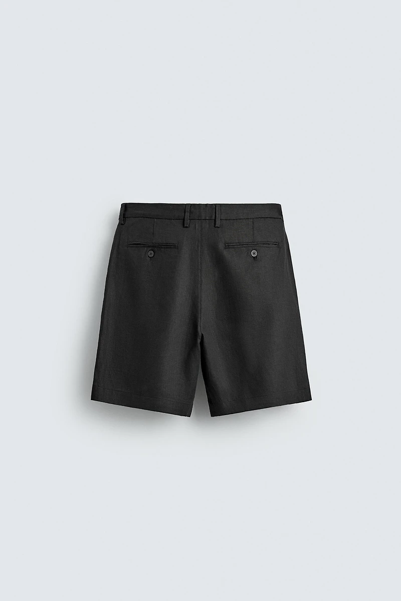 REGULAR FIT 100% LINEN SHORTS