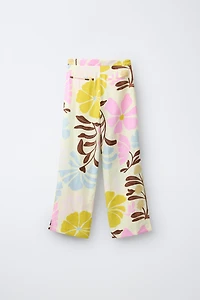 FLORAL PRINT LINEN PANTS