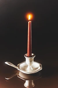 SILVER CERAMIC CHRISTMAS CANDLESTICK