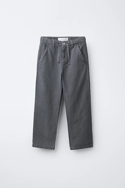 STRAIGHT COTTON AND LINEN PANTS