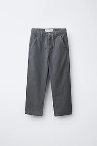 STRAIGHT COTTON AND LINEN PANTS