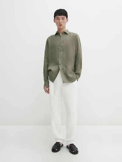 Regular fit 100% linen shirt