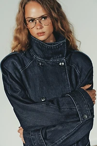 TRF BELTED DENIM MIDI TRENCH COAT