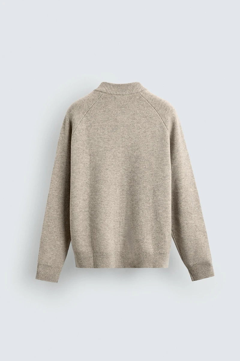 100% WOOL KNIT BOMBER JACKET