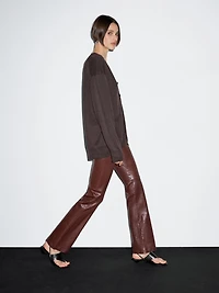 Long linen blend knit cardigan