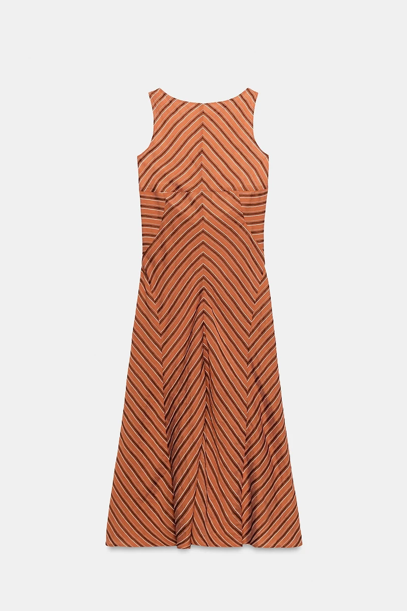 STRIPED OPEN BACK MIDI DRESS