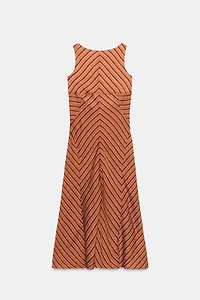 STRIPED OPEN BACK MIDI DRESS