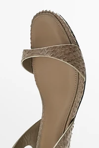 High-heel sandals embossed leather