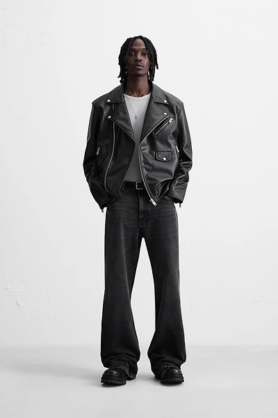 FAUX LEATHER BIKER JACKET