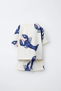 LOBSTER PRINT T-SHIRT AND BERMUDA SHORTS SET