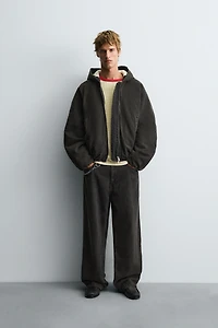 VESTE EN DENIM MATELASSÉ À CAPUCHE