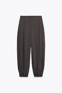 PINSTRIPE PLEATED BALLOON PANTS