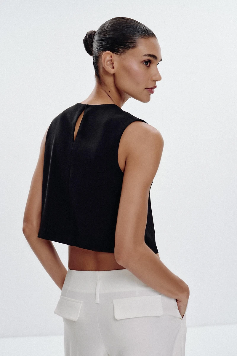 GOLD BUTTON WRAP TOP
