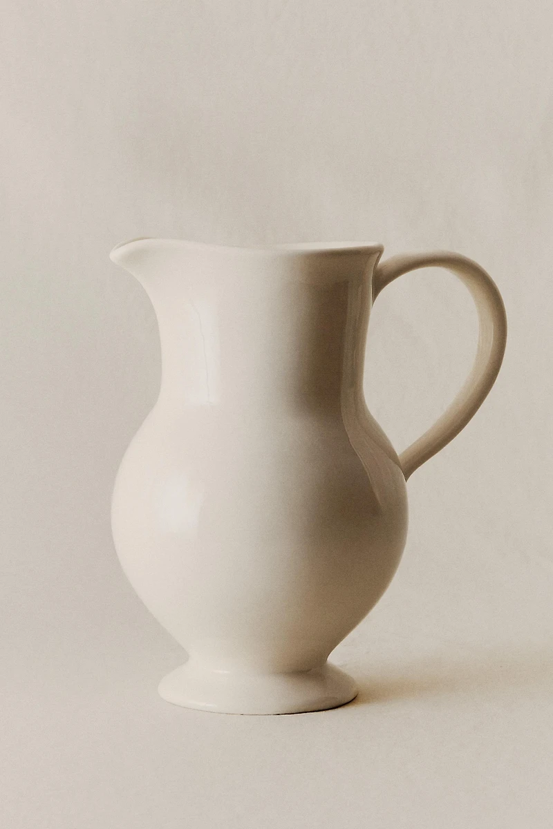 CREAM DECORATIVE CERAMIC PITCHER