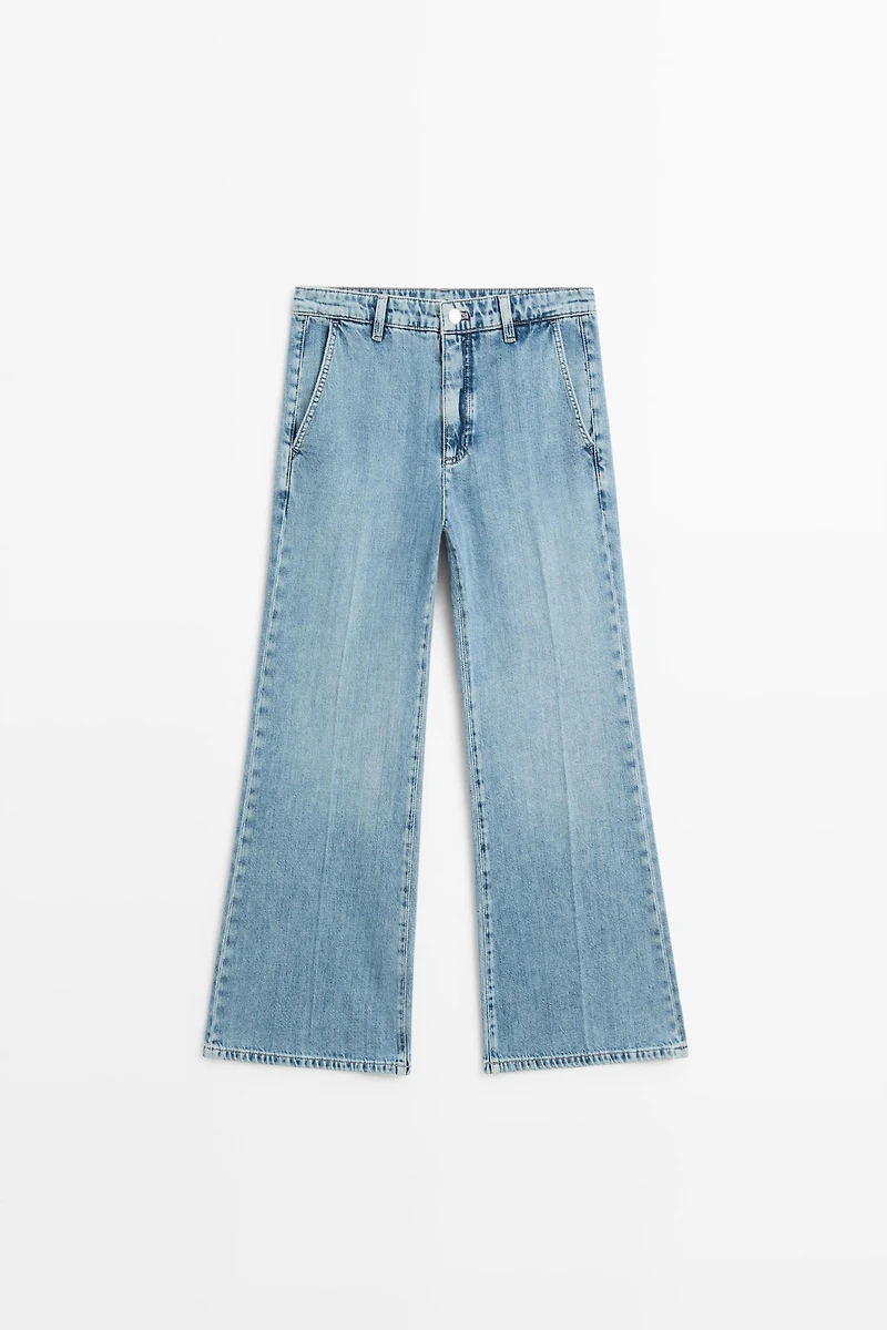 High-waist cropped flare jeans