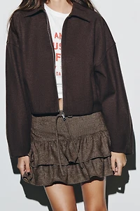 ZIPPERED SOFT BOMBER JACKET