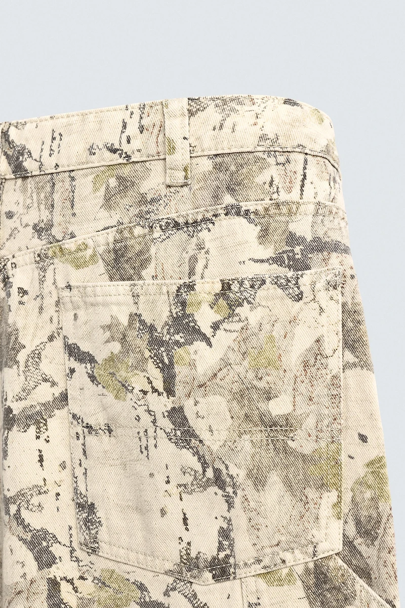 ABSTRACT PRINT BAGGY FIT CARPENTER PANTS