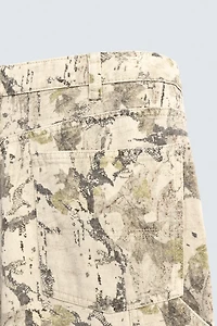 ABSTRACT PRINT BAGGY FIT CARPENTER PANTS