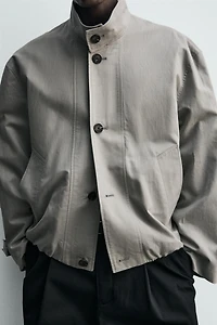 BLOUSON COUPE DÉCONTRACTÉE À CARREAUX TEXTURÉS