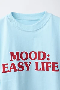 RUCHED TEXT T-SHIRT