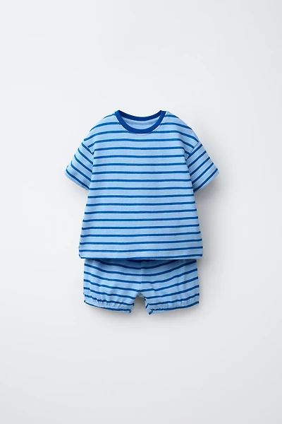 STRIPED T-SHIRT AND BLOOMER SET