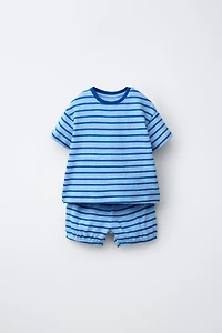 STRIPED T-SHIRT AND BLOOMER SET