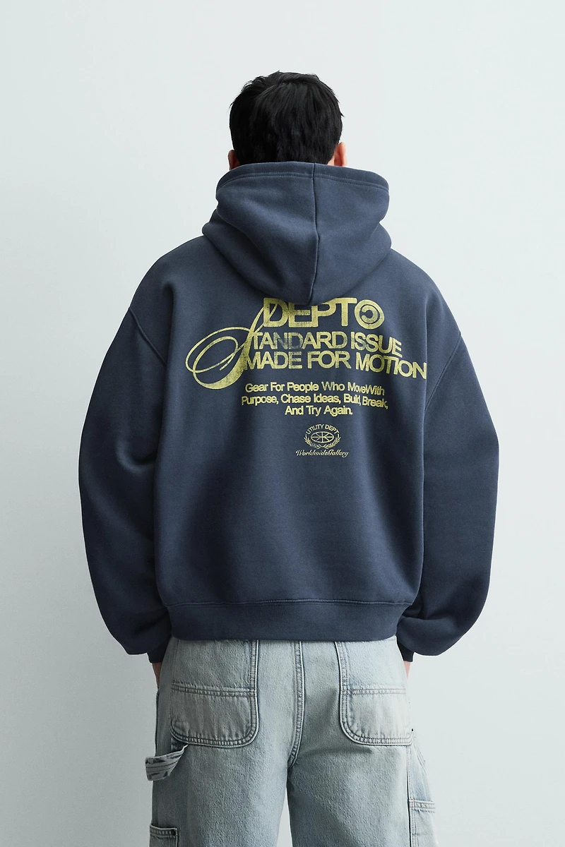 WASHED PRINTED TEXT SWEATSHIRT