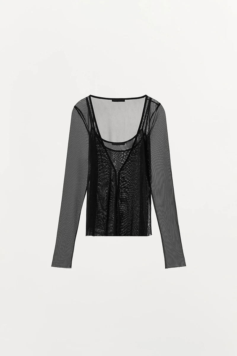 DOUBLE-LAYER TULLE JACKET-STYLE TOP
