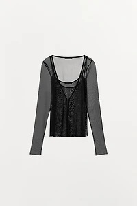 DOUBLE-LAYER TULLE JACKET-STYLE TOP