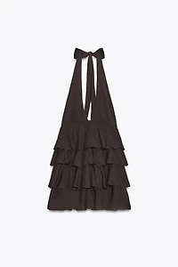 RUFFLED CHIFFON SHORT DRESS