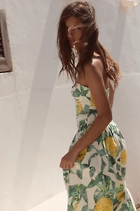 FRUIT PRINT BUSTIER POPLIN DRESS