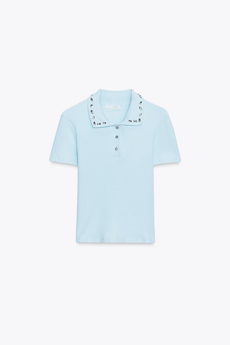 POLO COL BIJOU CÔTELÉ