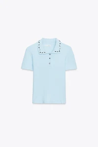 POLO COL BIJOU CÔTELÉ