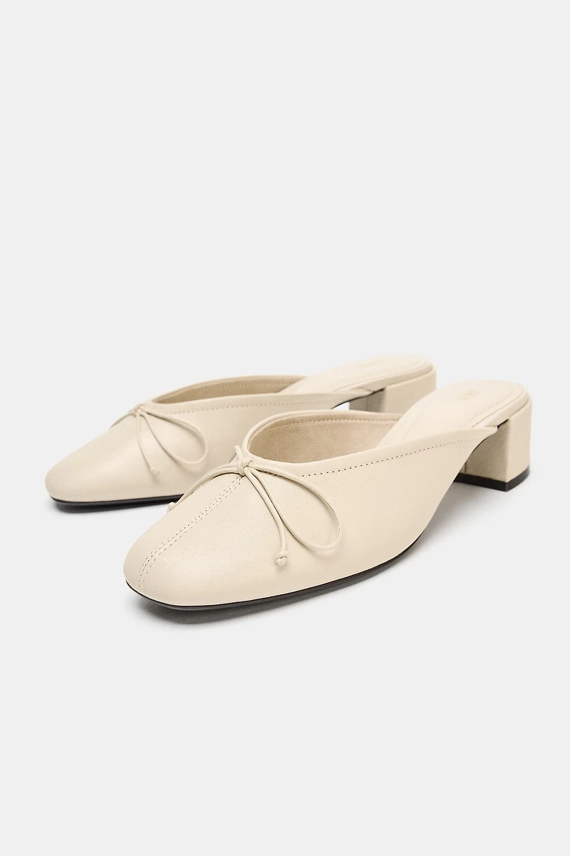 LEATHER SLINGBACK BALLET FLATS WITH BOW