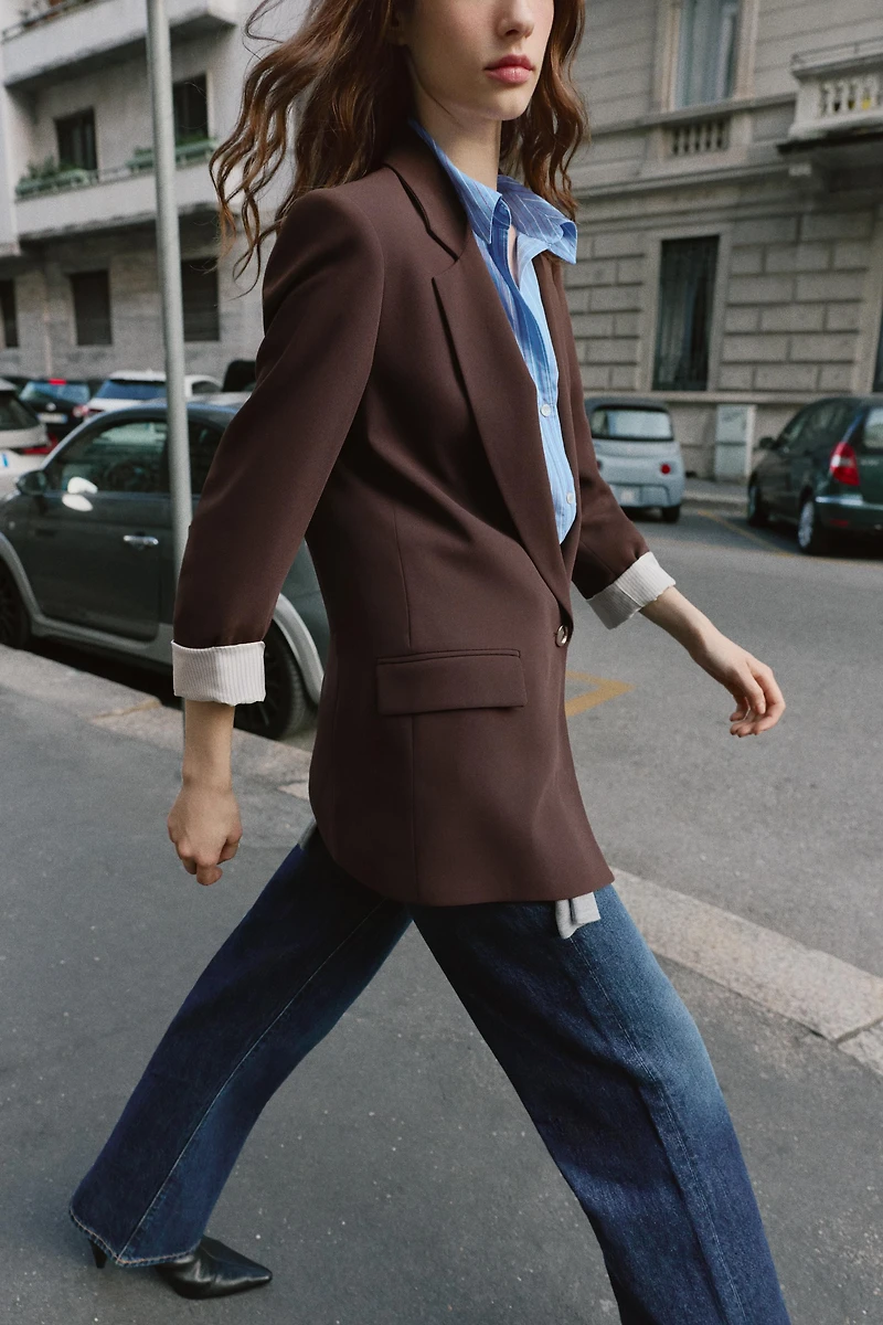 PRINTED CUFF BLAZER