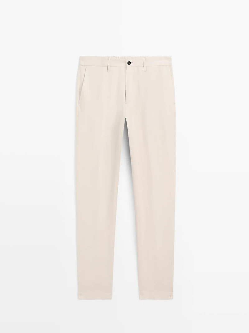 100% linen regular fit trousers