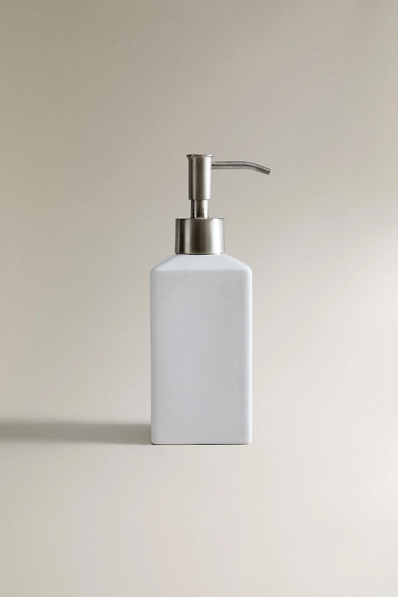 WHITE EARTHENWARE SOAP DISPENSER